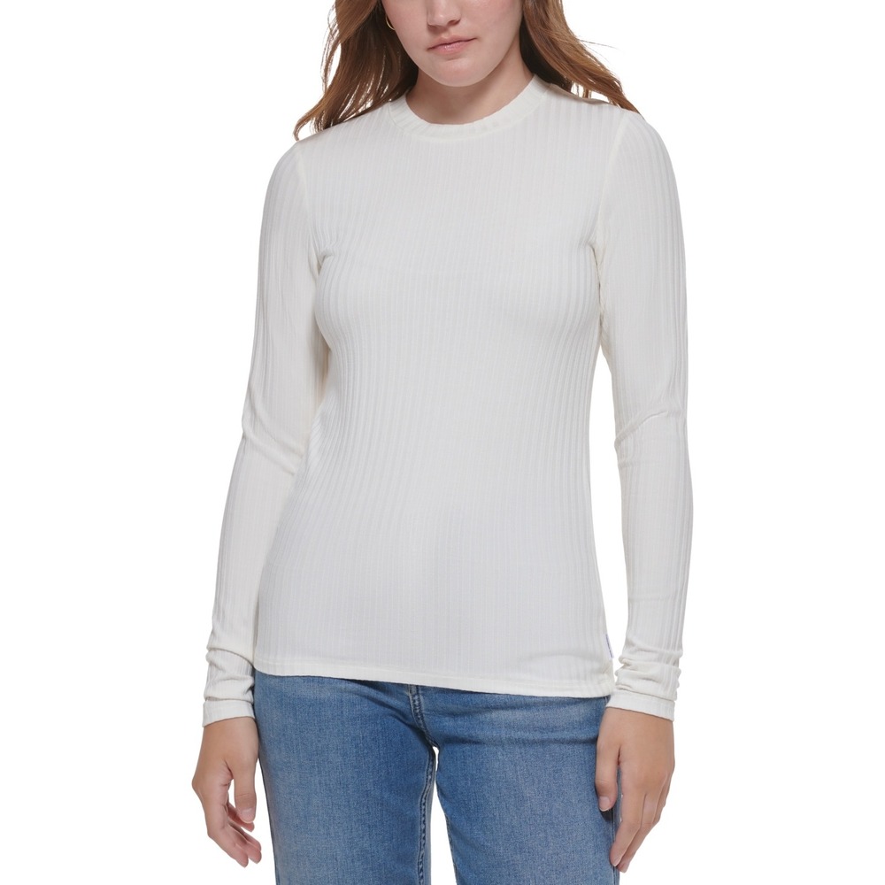 Calvin Klein Jeans Women's Long Sleeve Crewneck Top - Mascarpone size XL